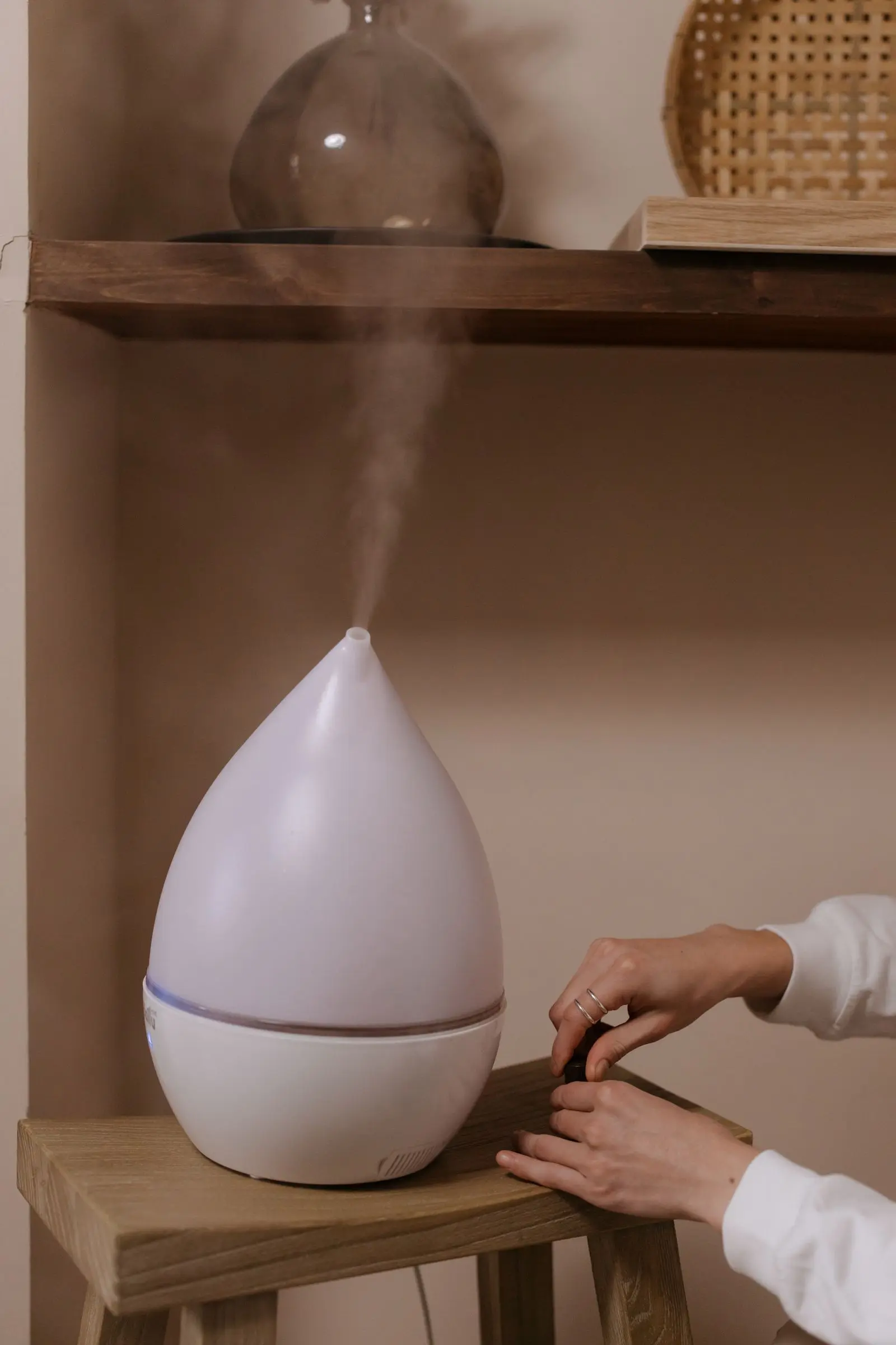 Humidifier releasing mist in a home